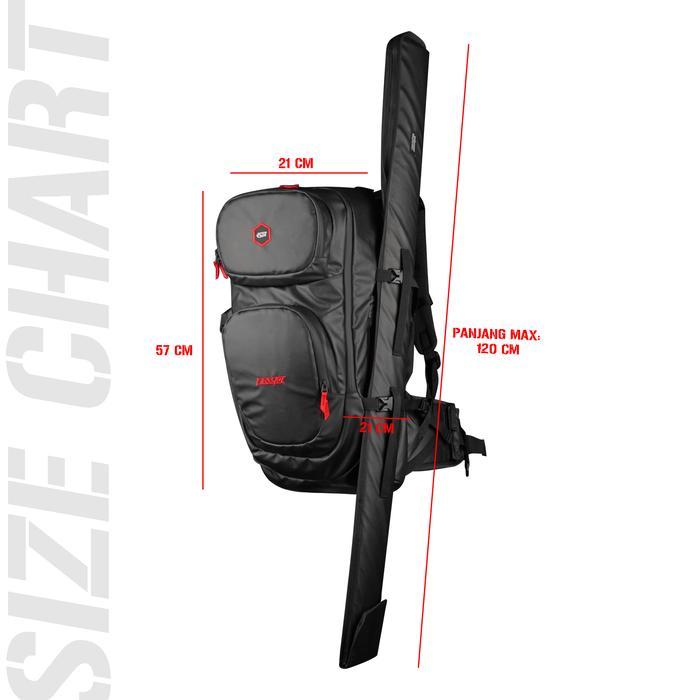 Tas Pancing Firecast Backpack Rod Cover Aragorn Black Red