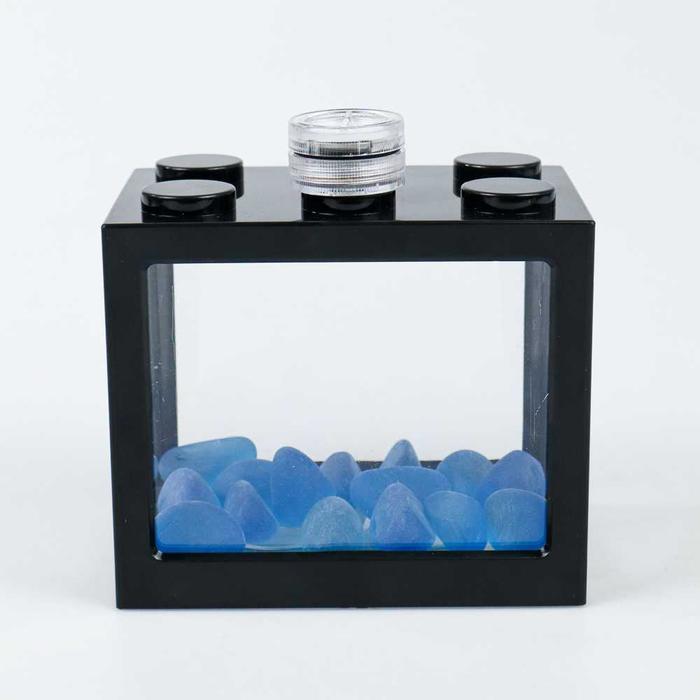COD Set Aquarium Ikan Cupang Chana Mini Minimalis Dengan Lampu LED Unik Lucu Portable Set Fullset