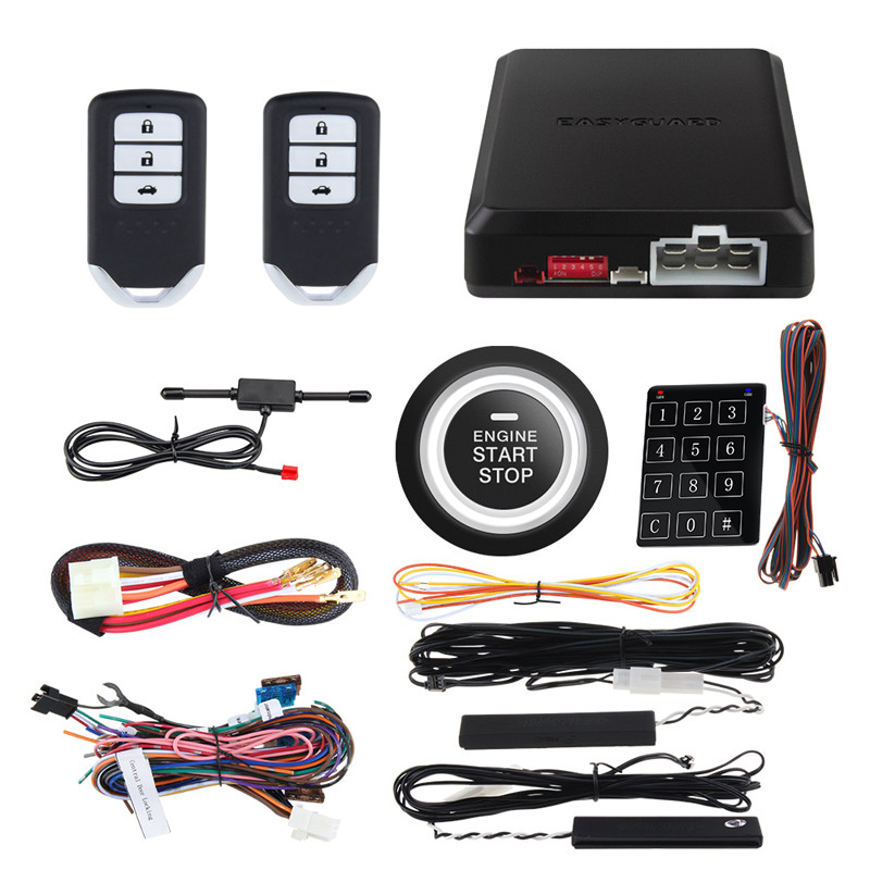 EASYGUARD PKE Passive Keyless Entry Rolling Code Auto Car Alarm Remote Starter Push Button Start