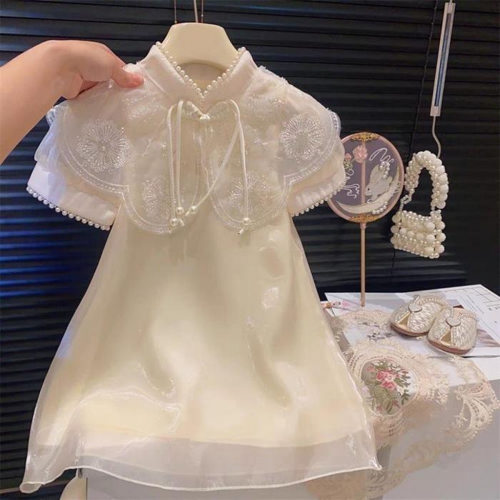 PR0M0 Beibei kids--1-9 Tahun baju bangkok import anak semi dan musim panas rok lengan gaun bordir