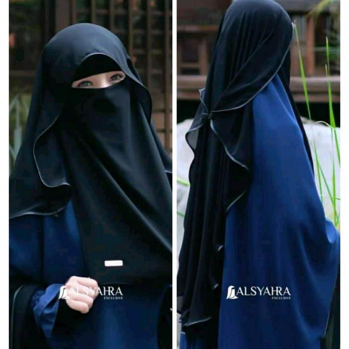 Niqab Butterfly Kancing Sifon Jetblack Alsyahra Exclusive Terlaris