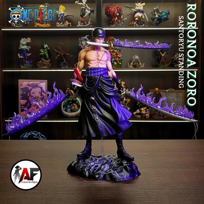 Statue Action Figure Roronoa Zoro Standing Santoryu Design Recast - ZORO SANTORYU