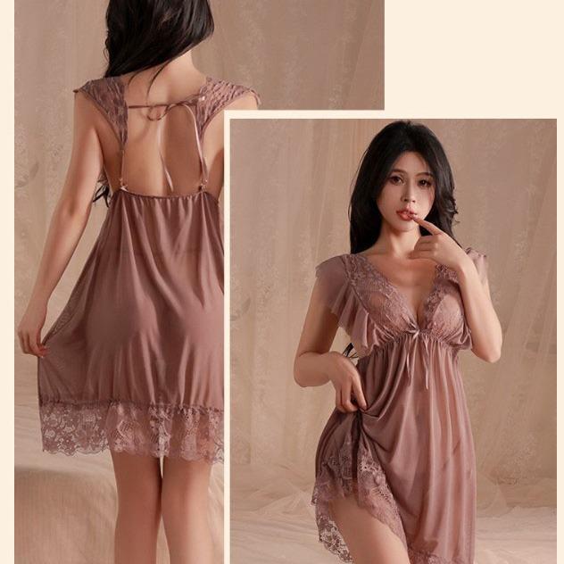 Bos-linge tidak terawang spandex premium TD133X wanita dan anggun/linge set/baju tidur set