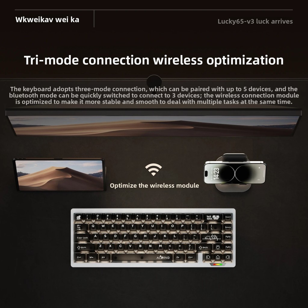 Weikav Lucky65 V3 Mechanical Keyboard Kit 60% 3 Mode Wireless Bluetooth Aluminum Alloy Keyboard Kit