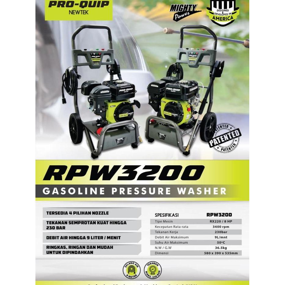 PROQUIP RPW 3200 Mesin Steam Motor Mobil Engine Bensin 4 Tak / Gasoline High Pressure Washer