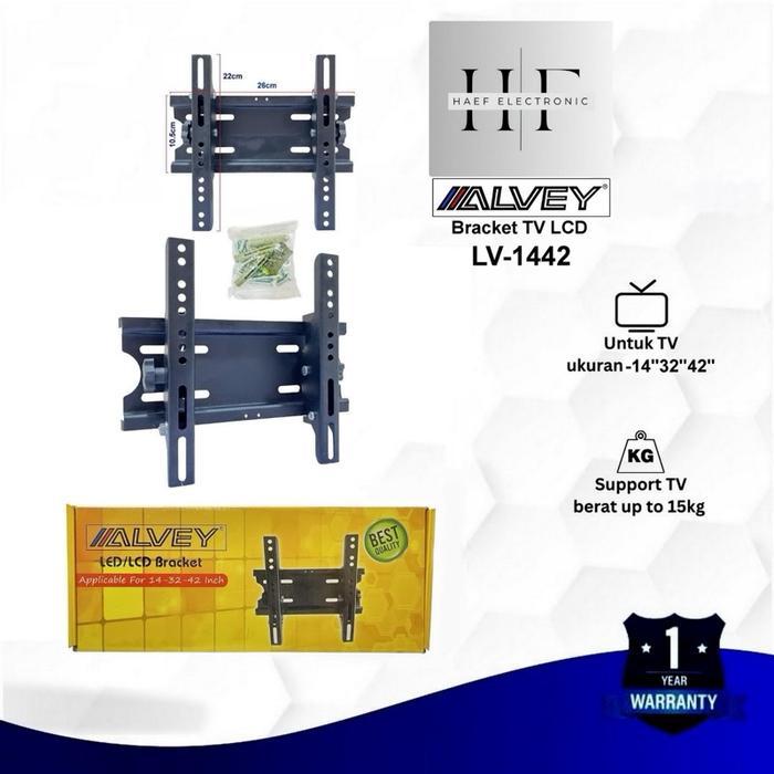 Terlaris Bracket TV LCD ALVEY 14-42 inch Penyangga TV LCD Bracket Dinding TV LCD Bahan Besi