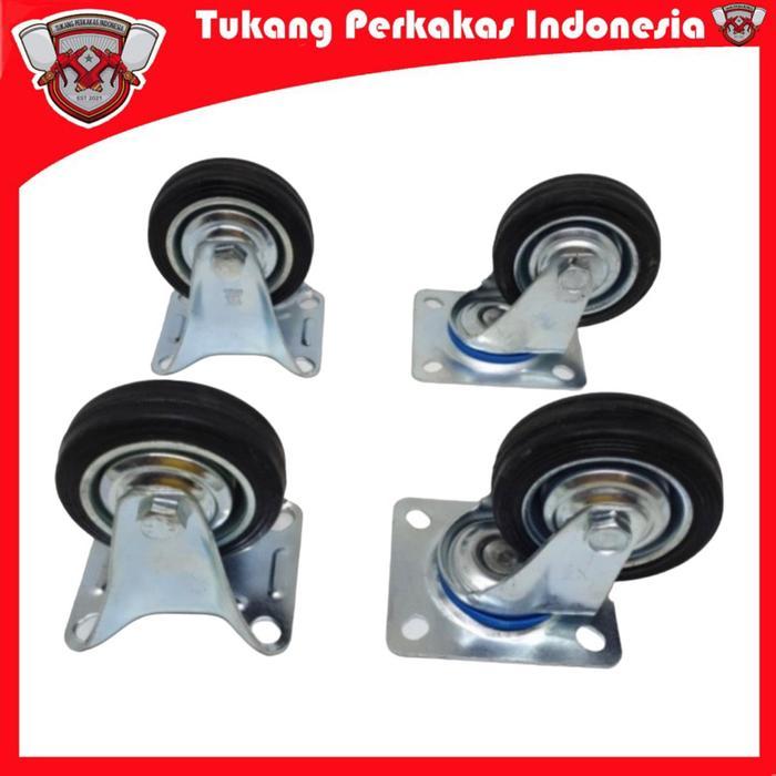 Roda Etalase 3 Inch / Roda Trolley / Roda Karet ( 2 Inch Hidup 2 Inch Mati ) Terlaris