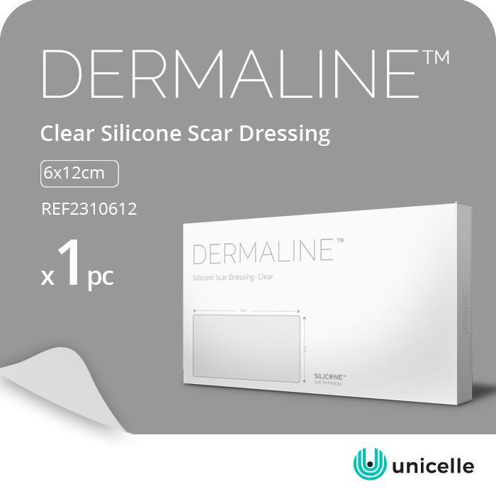 PERAWATAN KELOID - DERMALINE - CLEAR SILICONE SCAR SHEET -6X12CM/PC