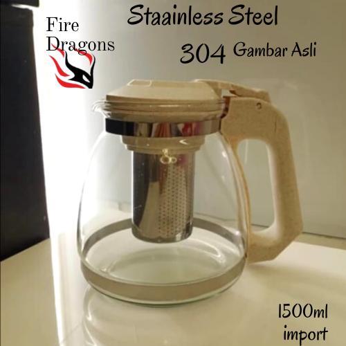 Teapot kaca / Teko kaca teh dan kopi dengan saringan 1500ml