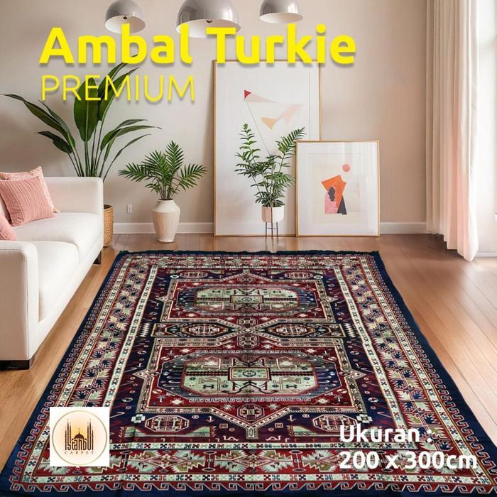 Ambal Turkie Premium Karpet Rumah Dekorasi Elegan Ukuran 200 X 300 Cm Motif Bunga Klasik