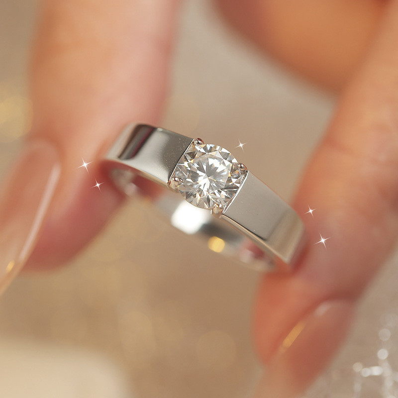 Precious Ring Men's 1 Carat Moissanite PT950 Platinum - 1 Carat Light Luxury Bold Ring, PT950