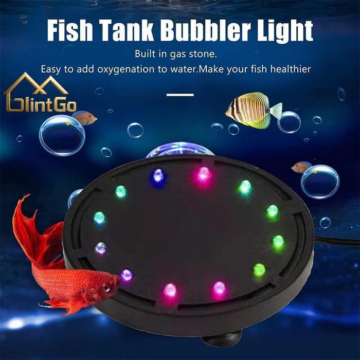Lampu Gelembung Aerator Akuarium Lampu Aquarium Lampu Akuarium Batu Aerator Warna-Warni LED Hemat