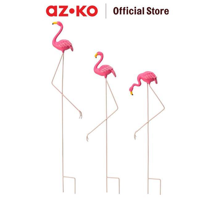 Set 3 Tongkat Dekorasi Taman Flamingo Metal Tahan Cuaca Outdoor