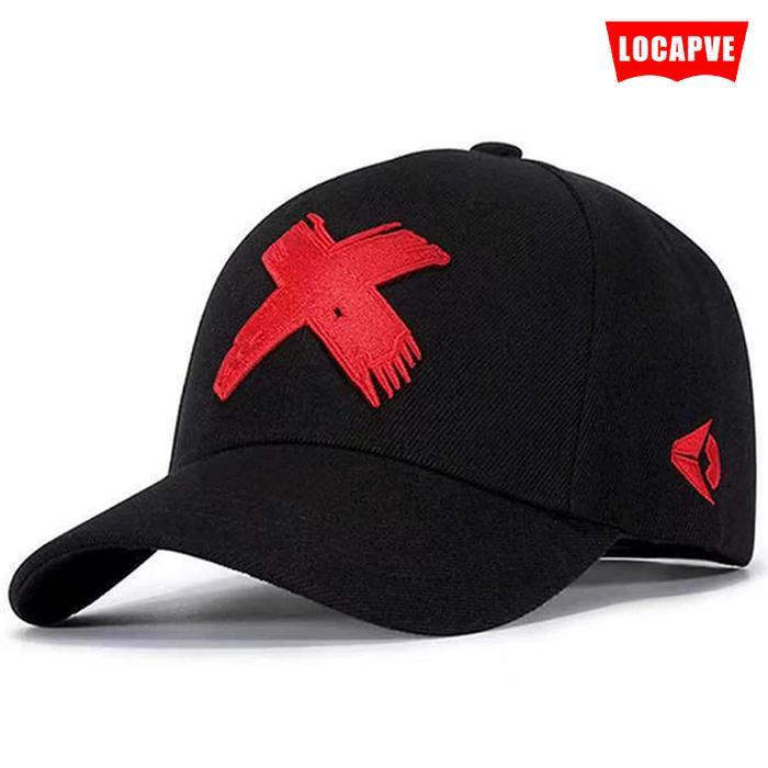 LOCAPVE Baseball Huruf Topi Baseball Bordir Huruf X Casual Pria Wanita Warna Merah Strap Belakang Hu