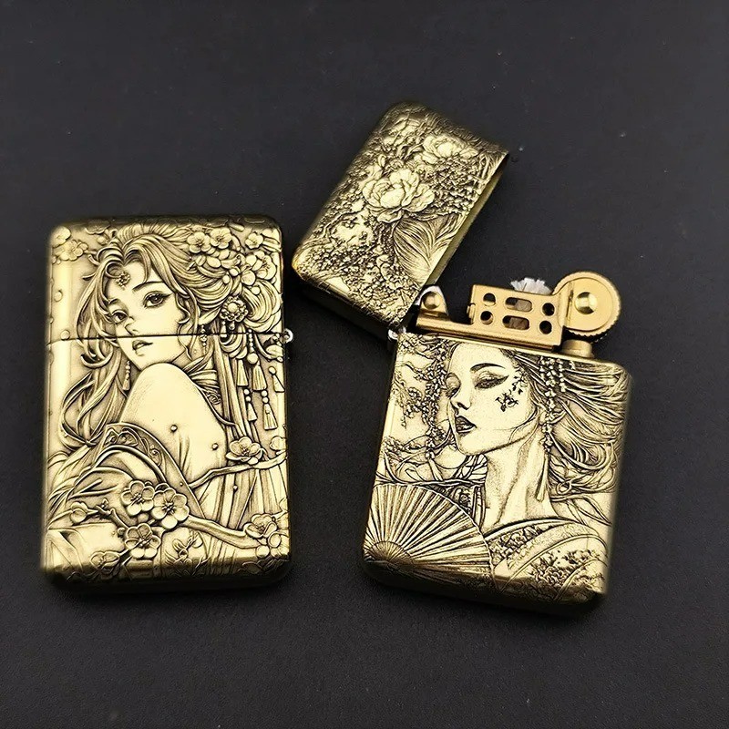 ZORRO 790 Kerosen Lighter Third Generation Relief Pattern Pure Brass Gadgets for Men Smoking