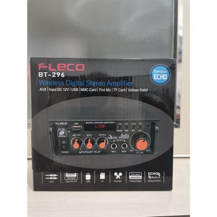COD TERMURAH Amplifier Bluetooth FLECO BT-296 - 2 Channel 300W+300W Bisa Angkat Speaker 12 Inch, USB