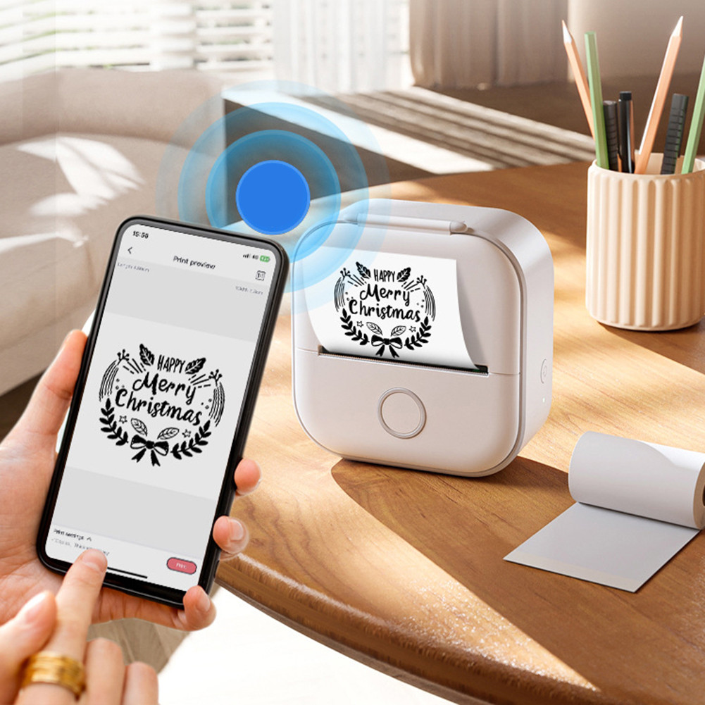 Mini Pocket Printer Portable Bluetooth-Compatible Thermal Printer Inkless Sticker Printer