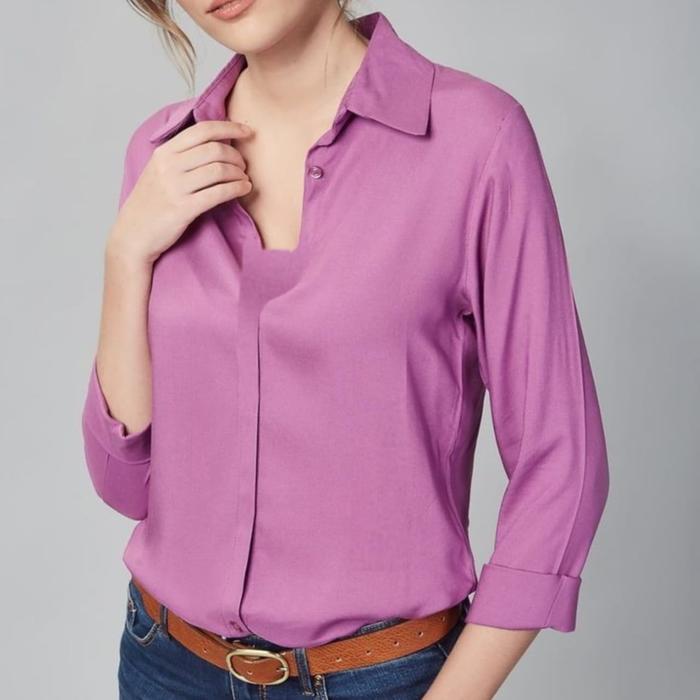 TERBAIK baju atasan blouse formal wanita lengan panjang / blouse putih formal polos / blouse