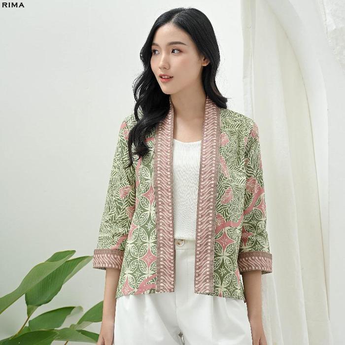 Evercloth Rima Blazer Batik Wanita Outer Rompi Wanita Jaket Luaran Family Batik Couple Atasan Blouse