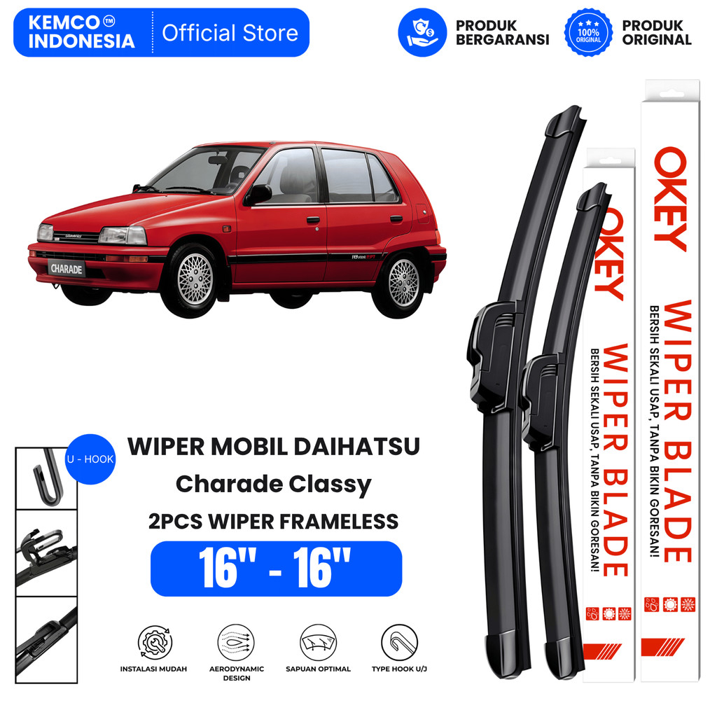 Wiper Daihatsu Charade Classy Frameless Kaca Depan Mobil