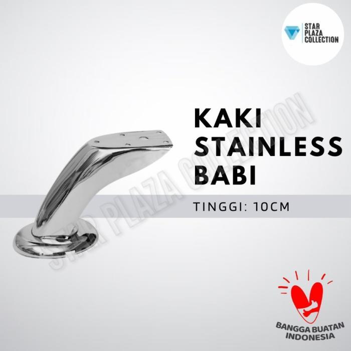 "New" Kaki Sofa Stabil / Kaki Kursi Meja Lemari Stainless Chrome Model Babi / Baby (Tinggi 10cm)