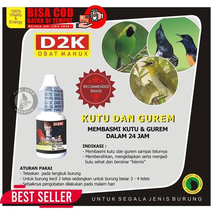 KUTU GUREM D2K OBAT BURUNG SAKIT KUTU TUNGAU GUREM BULU KURUS RUSAK TIDAK MENGKILAP CAMPURKAN MANDI