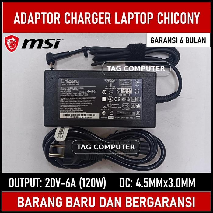 ADAPTOR CHARGER LAPTOP MSI CHICONY A17-120P2A 20V-6A (120W) 4.5x3.0MM ORIGINAL