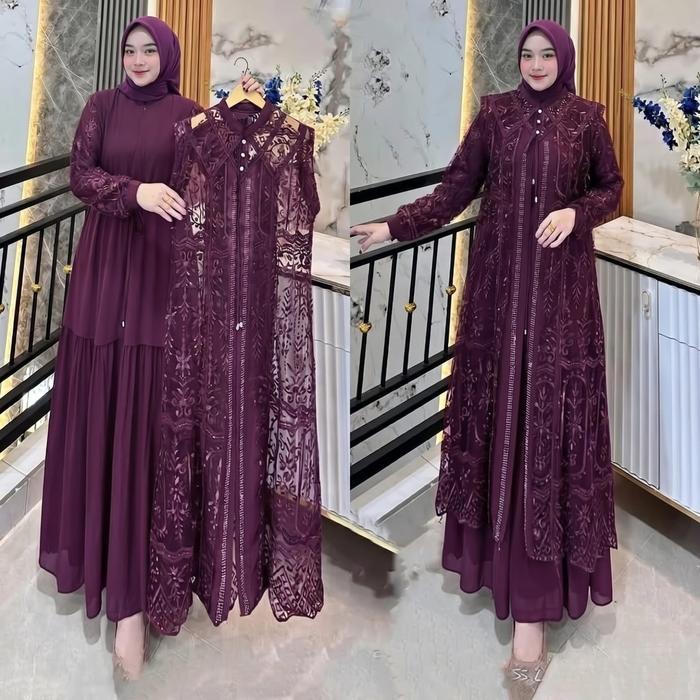 Gamis Pesta Kondangan Wanita Brokat Terbaru 2026 Mewah Gamis Ceruty Babydoll Set Other Brukat Elegan