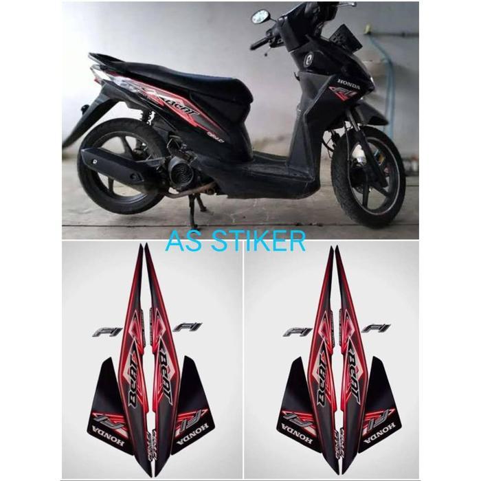 Stiker striping motor beat PGM Fi 2013 hitam full body original