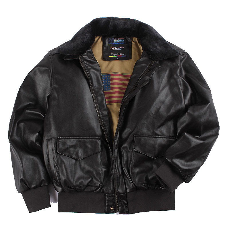 2025 Winter Vintage A2 leather jacket men streetwear Removable fur flight motorcycle bomber padded a