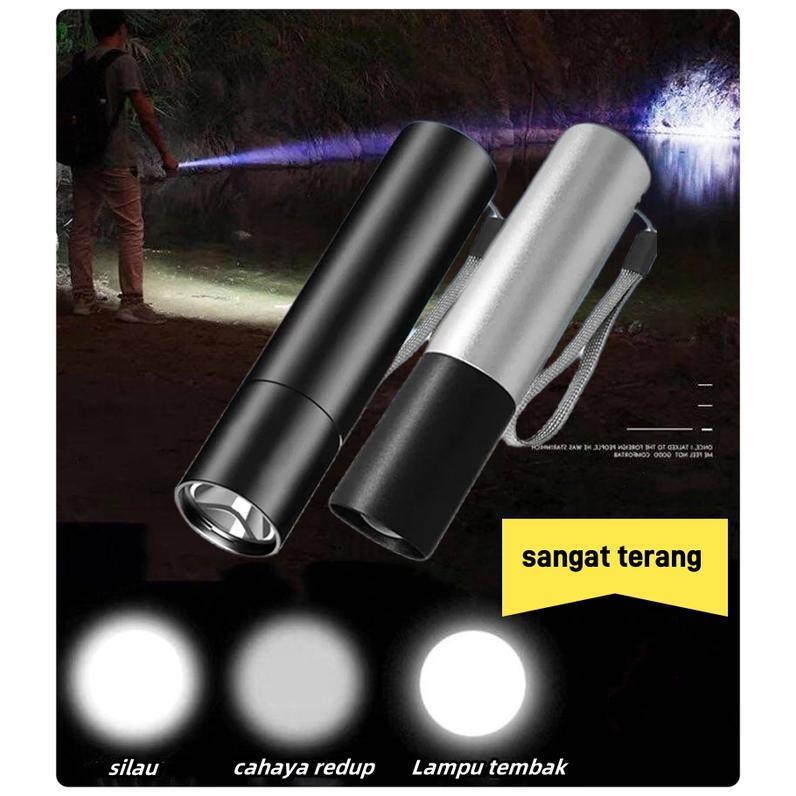 READY Tempat Mini Senter LED Super Terang XHP50 10000 Lumens Lampu SWAT Jarak Jauh Waterproof Usb