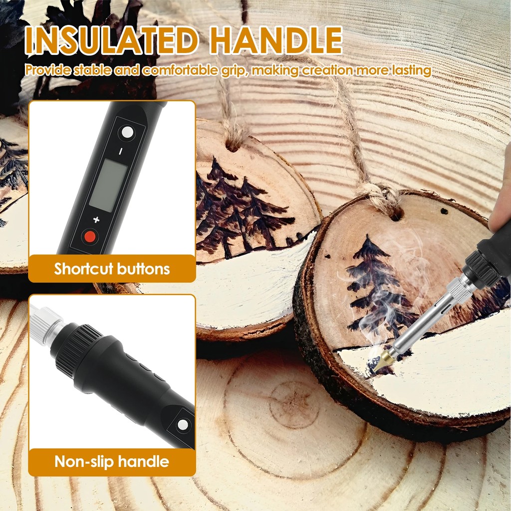 Wood Burning Pyrography Pen, DIY Wood Burning Stencils Set, Number and Symbol Template Embossing