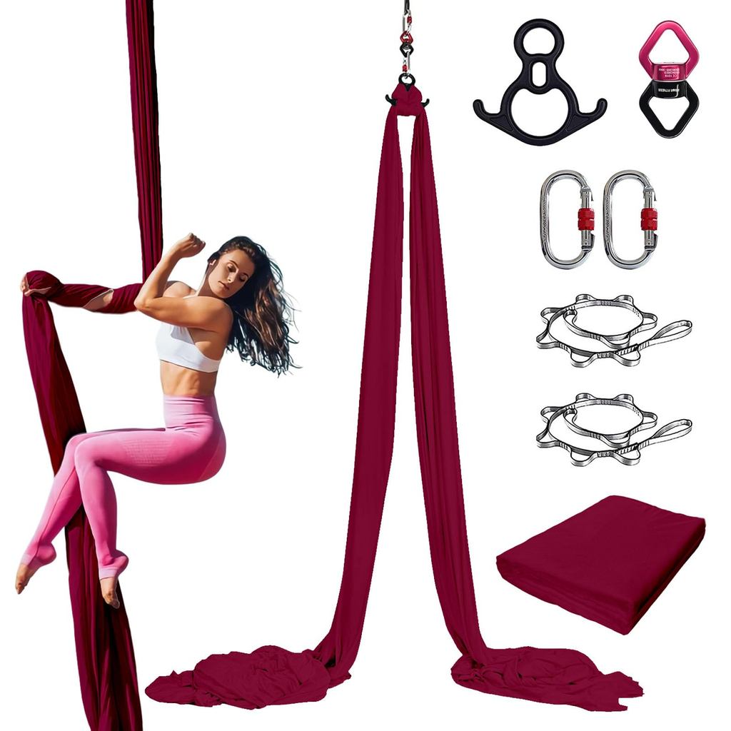 PRIOR FITNESS 9yards/8.2m Aerial Silk Set. Premium Low-Elasticity Yoga Swing Fabric. Comes with