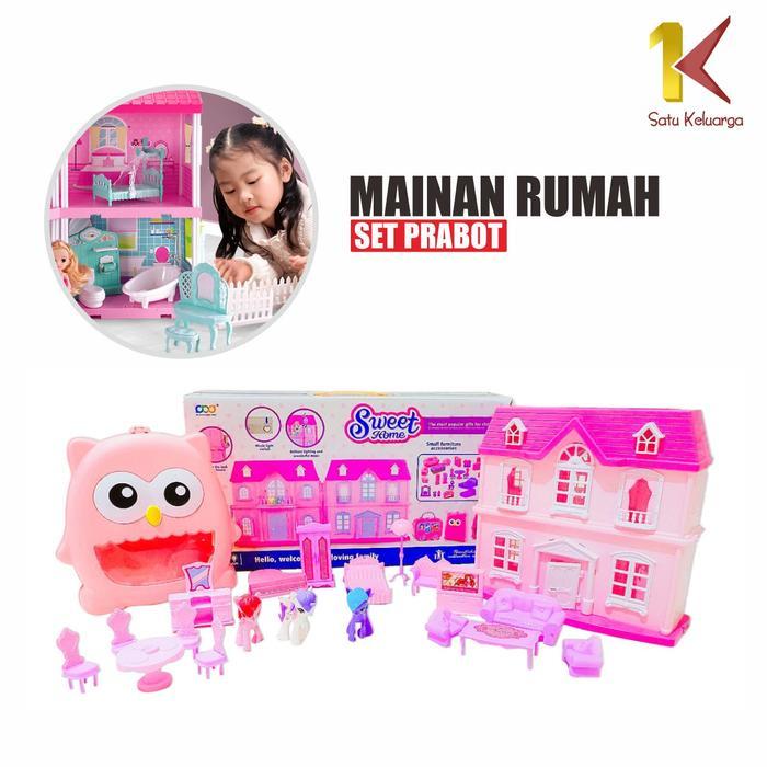Mainan Rumah Rumahan Anak Perempuan Lengkap Perabot dengan Koper Troli dan Musik