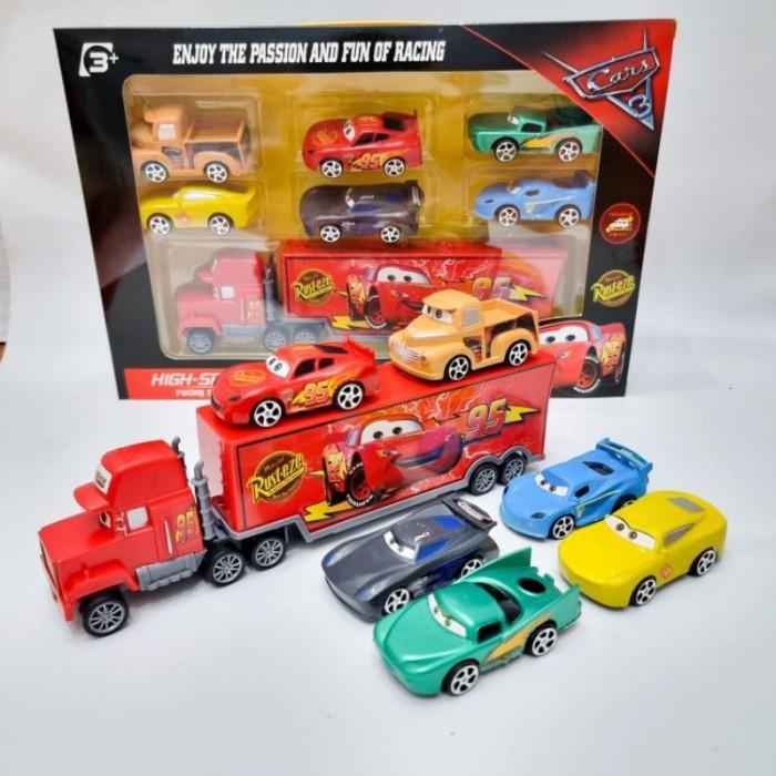 Mainan Anak Cars 3 Lightning McQueen and Mack Truck Set 7 Pcs
