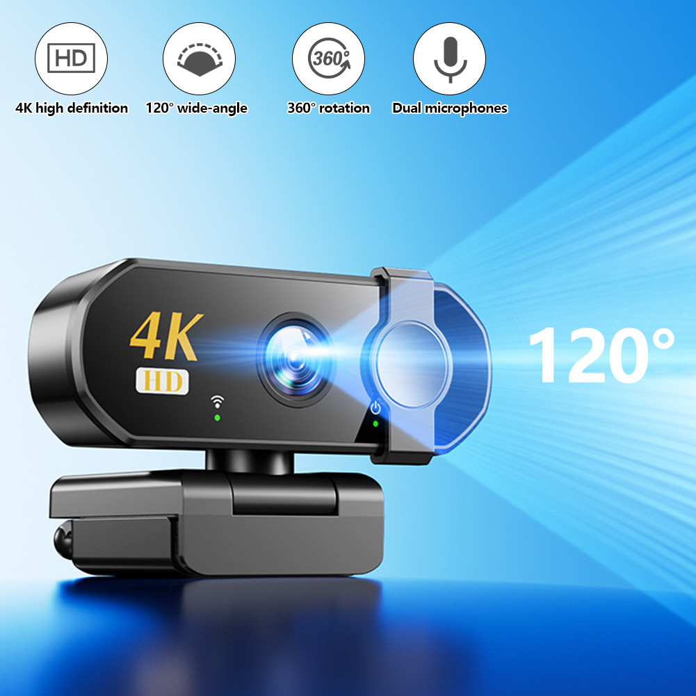 4K HD USB Webcam for Laptop Desktop External Camera Plug Play Webcam Auto-Focus Streaming for Online