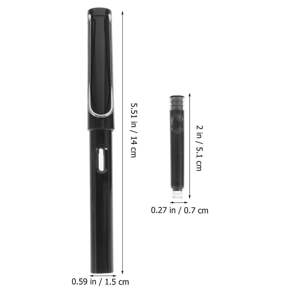 1Set Fountain Pen ABS Carbon Material Compact Portable Stylish for Office School Student Gift Refill
