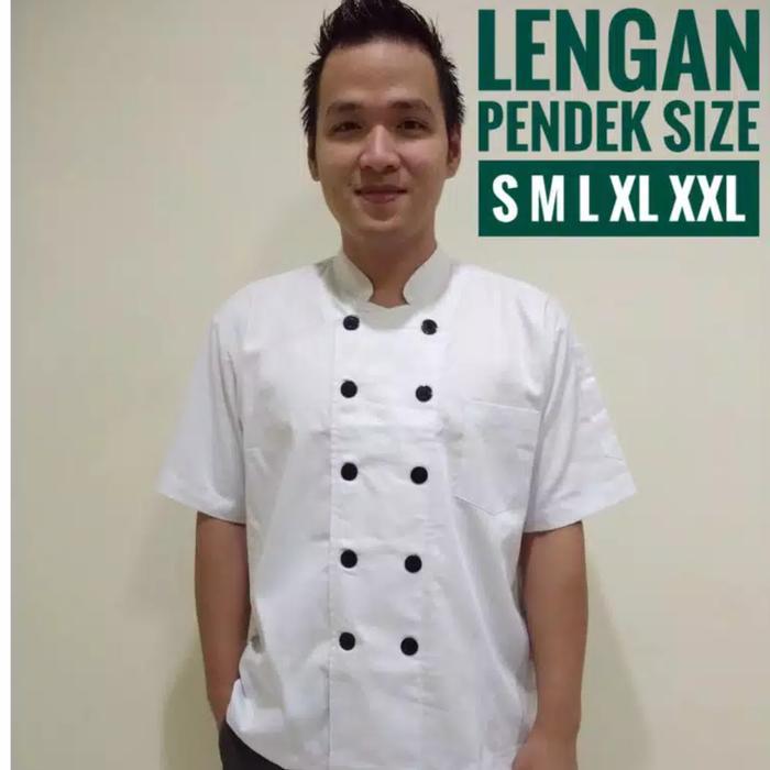 koki chef uniform baju koki chef uniform berkualitas harga - Putih, S