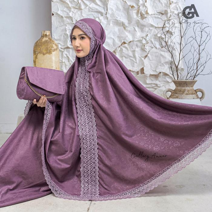 ASLI Gallery Ammar - Mukena Dewasa 2in1 Katun Jaguard Renda Mewah Humaira Series READY STOCK