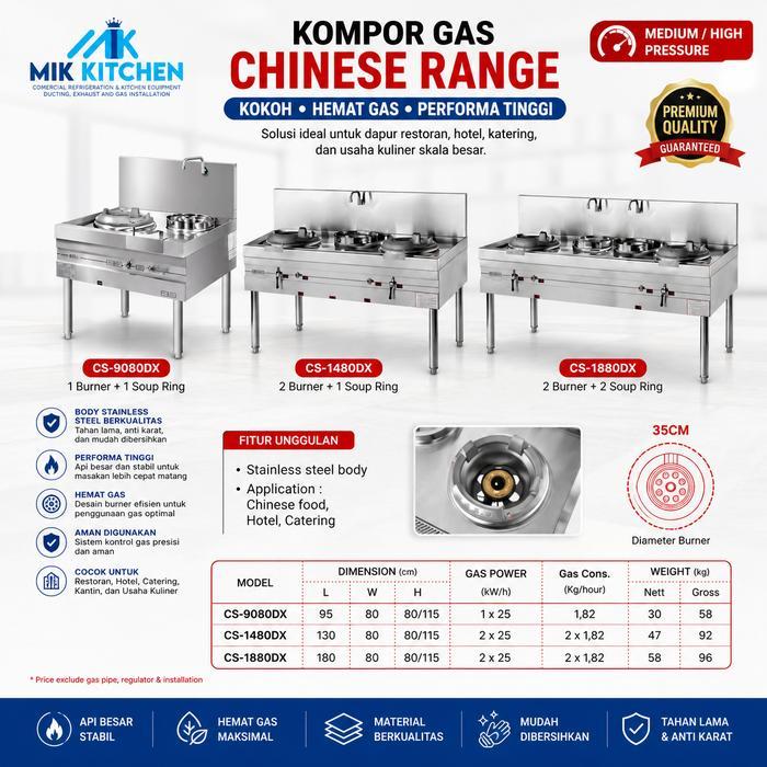 GETRA Kompor Gas Chinese Range CS-9080DX / CS-1480DX / CS-1880DX – Kompor Wok Stainless Steel High P