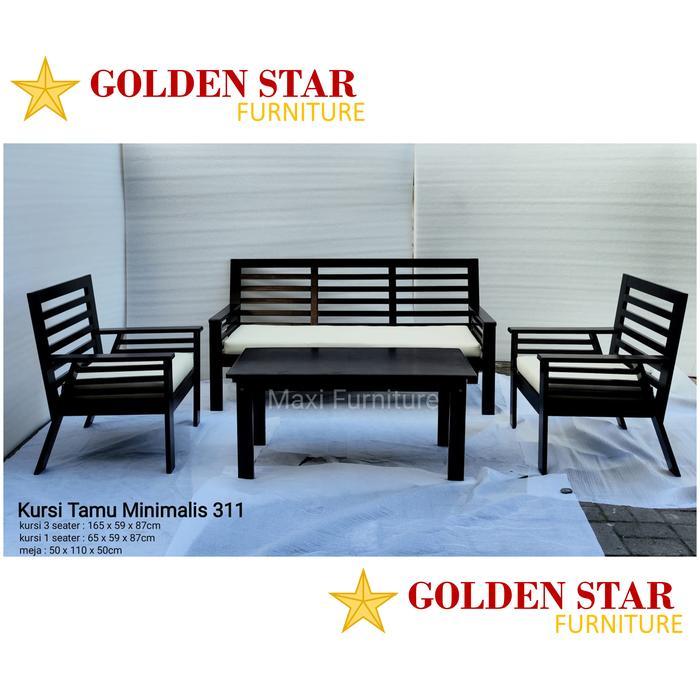 Kursi tamu / sofa kayu minimalis 311 + meja ready promo makassar murah style industrial kokoh kayu