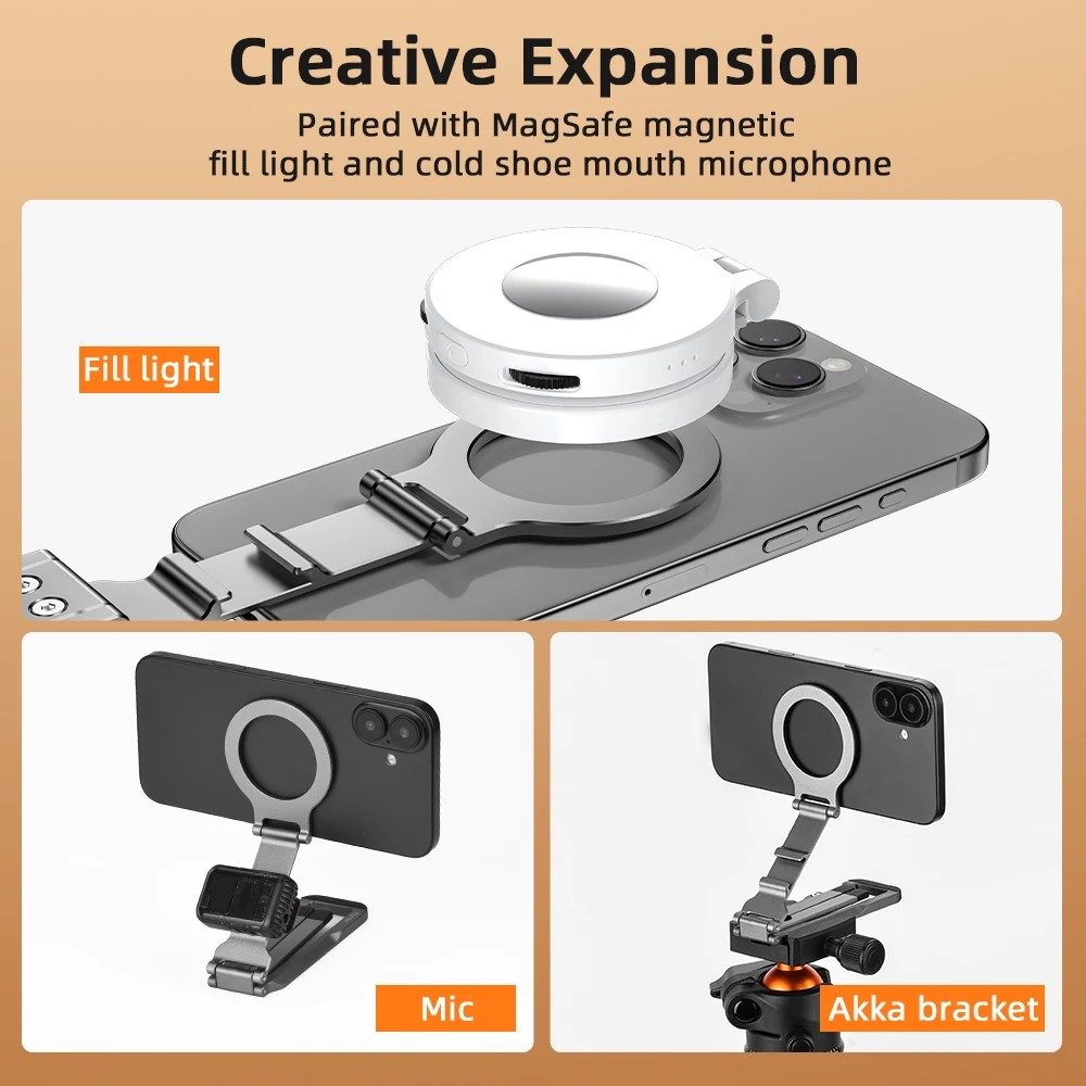 Flymile Magnetic Phone Tripod Stand Folding for iPhone 17 15 14 13 12 Plus Pro Max Strong Magnet