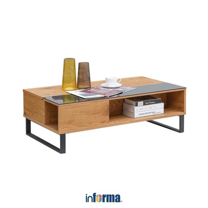 Informa Azalea Meja Tamu - Cokelat Oak/Hitam Meja Santai Meja Sofa Ruang Keluarga Majalah Meja Tv - 