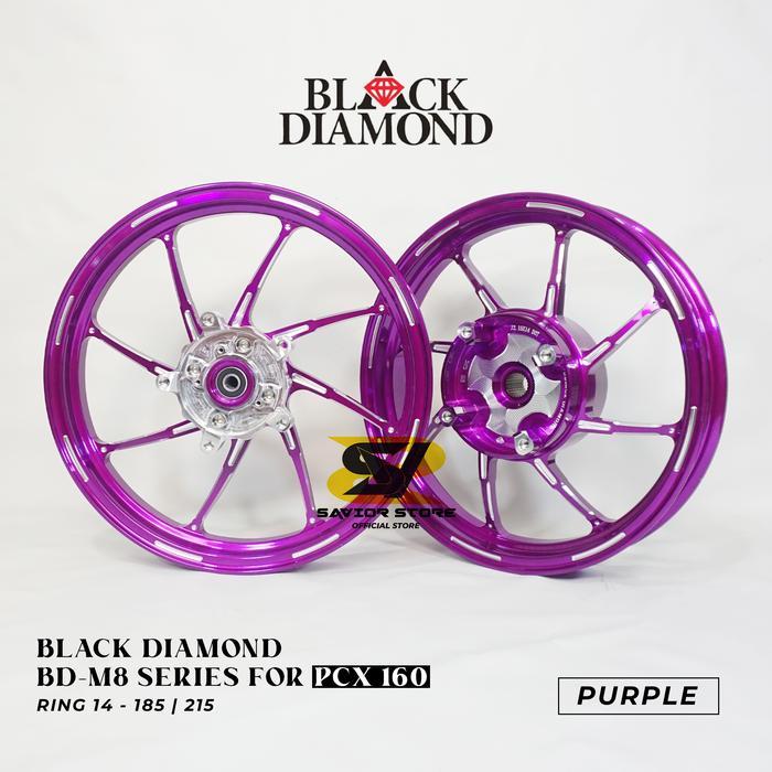 Black Diamond Velg Motor BD-M8 Palang 8 Ring 14 Lebar Depan 185 Belakang 215 Velg Pelek Velk Sporty 
