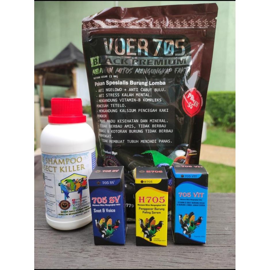 H705, 705 VIT, Paket Pakan Burung H705, 705VIT, 705SV, Sampo, Bonus Voer 250 Gram 705 SV, 705 SHAMPO