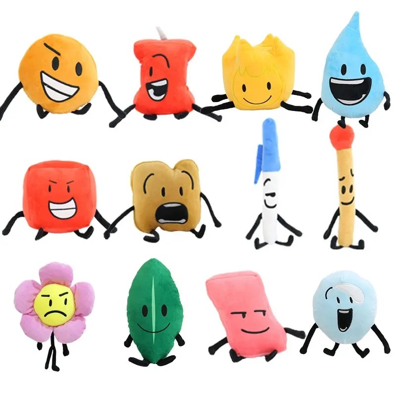 Battle for Dream Island BFDI Plush Toy Caroon Doll Soft Stuffed Figure Marker Pen Fries Bottle Nail