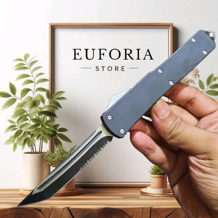 DISKON Pisau Survival Automatic Microtech M390 Black Include Sarung / Pisau Berburu / Survival Kit