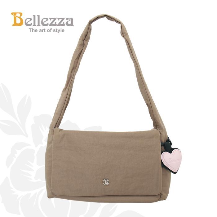 Shoulder Bag Wanita Bahan Nylon Satin, Warna Khaki, Model Bellezza MSH9805