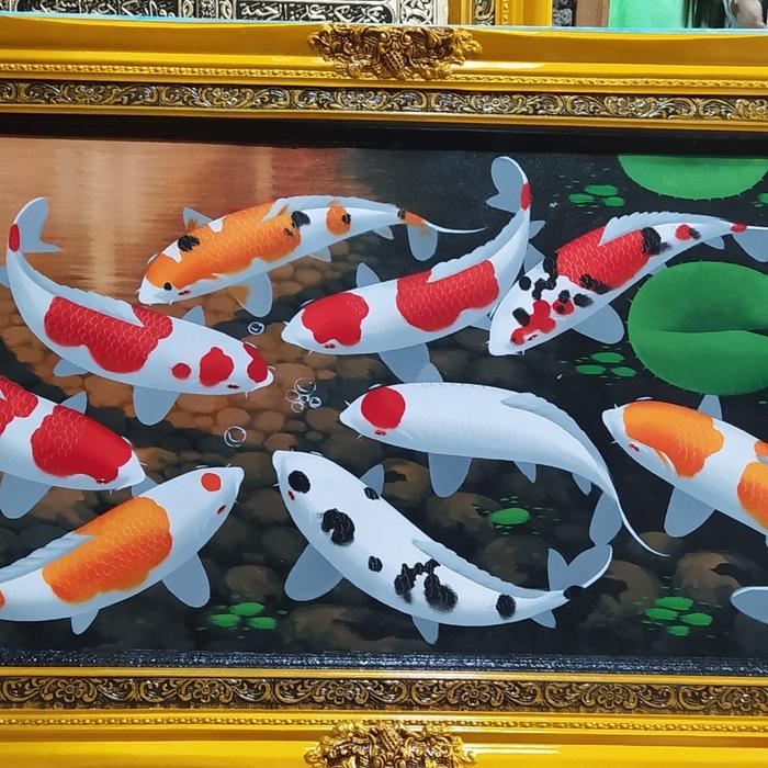 TERBAIK lukisan ikan koi asli kanvas