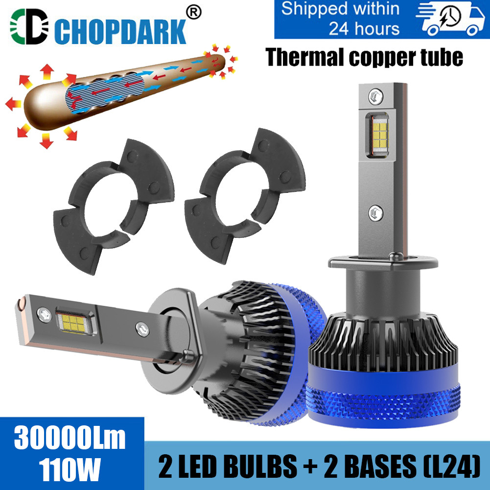 LED H1 Car LED Headlight Bulb 30000Lm 110W and Base Adapter Holder